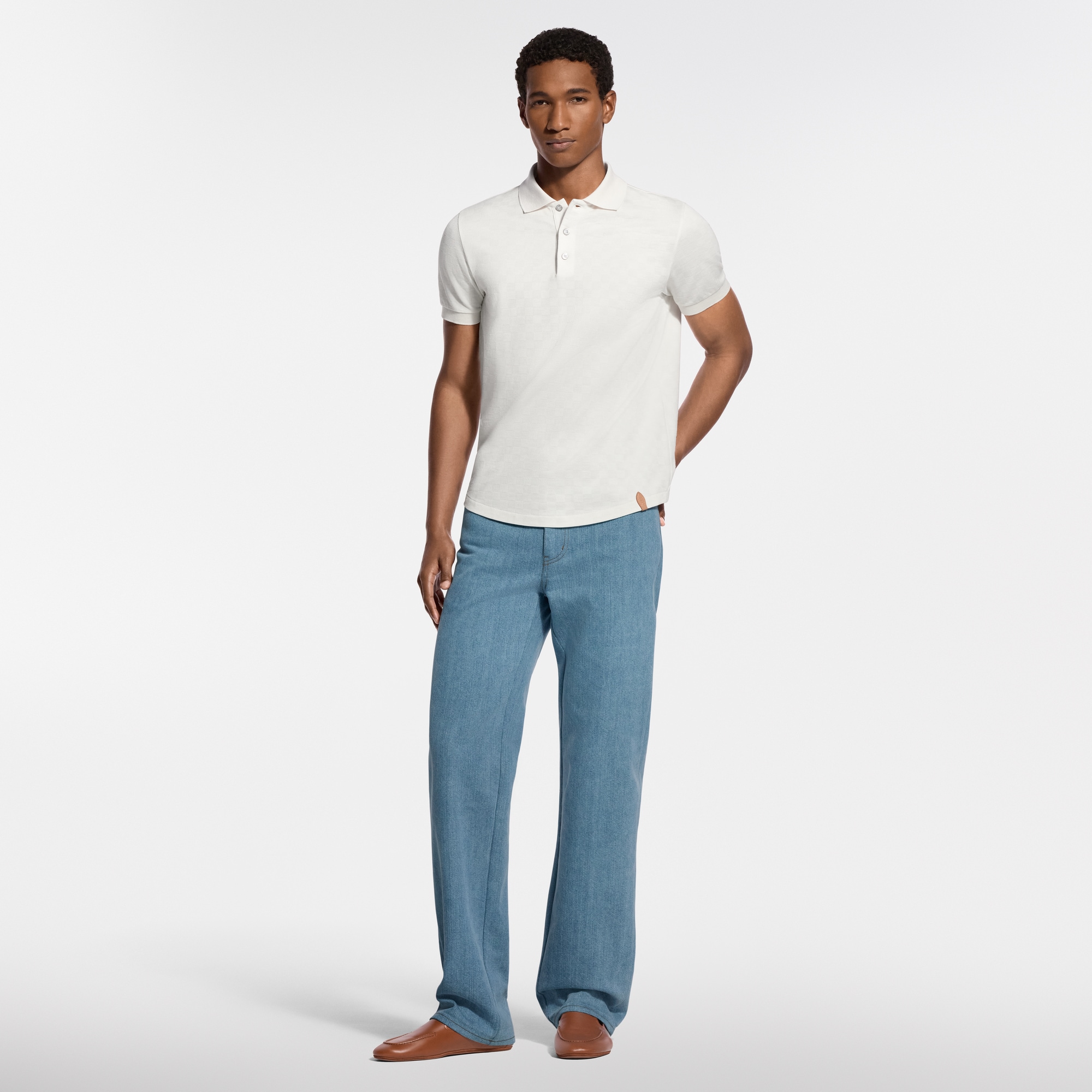 Silk-Cotton Damier Pique Polo Shirt - New - For Men | LOUIS VUITTON ®